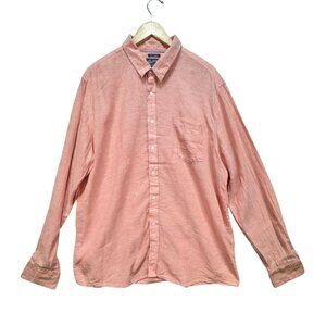 American Rag Mens Linen Blend Button Up Shirt Size XXL Peach Pocket Casual Retro